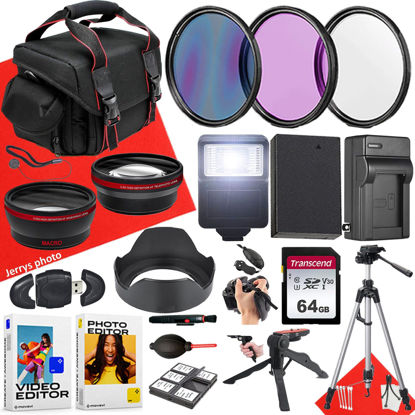 Picture of 49mm Accessory Bundle for Canon EOS: R50, R100, M5, M6 Mark II, M6, R10 + Wide Angle and Telephoto Lens + Battery + 64GB Memory Card + Battery Charger + Filters + More (22pc Bundle)