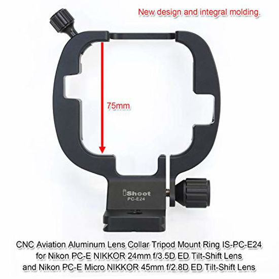 Picture of Tripod Mount Ring Lens Collar for Nikon PC-E FX Micro-NIKKOR 45mm f/2.8D ED and 24mm f/3.5D ED Tilt-Shift Lens, Aviation Aluminum Camera Lens Support with Quick Release Plate for ARCA Tripod Ball Head