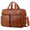 Picture of Men Vegan Leather Briefcase Backpack Hybrid 17 Inch Laptop Bag Case Business Messenger bag HB-22 (Brown)