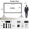 Picture of Projector Screen with Stand, Wootfairy 120 inch Portable and Foldable Indoor Outdoor Projection Screen 16:9 4K HD Rear Front Wrinkle-Free Movie Screen with Carry Bag for Home Theater Backyard Cinema