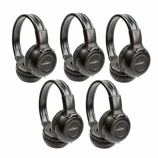 Picture of RP Accessories IR-609B Infrared Wireless Headphones, 2-Channel Folding Universal Rear Entertainment System IR Headphone for Car TV and DVD Player Audio, Set of 5