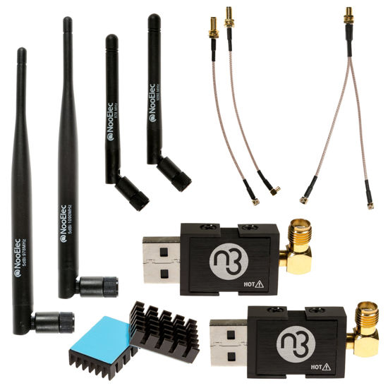 Picture of Nooelec Dual-Band NESDR Nano 3 Premium ADS-B (978MHz UAT & 1090MHz 1090ES) Bundle for Stratux™, Avare, Foreflight, FlightAware & Other Applications. Includes 2 SDRs, 4 Antennas, 5 Adapters.