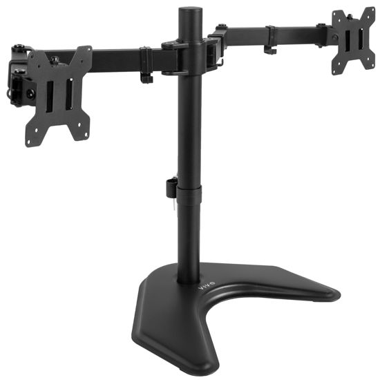 Picture of VIVO Dual LED LCD Monitor Mount, Free-Standing Desk Stand for 2 Screens up to 32 Inch, Heavy-Duty Fully Adjustable Arms with Max VESA 100x100mm, Black, STAND-V032F