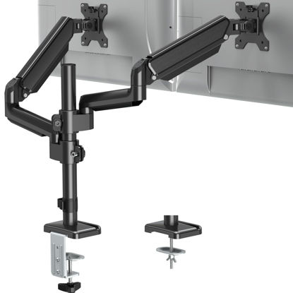 Picture of ErgoFocus Dual Monitor Mount for 13 to 32" Computer Screen, Gas Spring Monitor Stands for 2 Monitors Hold up to 19.8lbs Each, Height Adjustable Dual Monitor Desk Mount, VESA Mount 75x75/100x100 mm