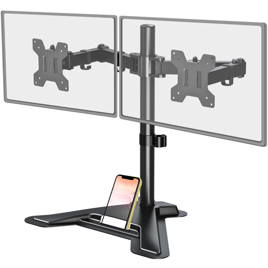 Picture of MOUNT PRO Dual Monitor Stand, Free-Standing Full Motion Monitor Desk Mount Fits 2 Screens up to 27 inches,17.6lbs with Height Adjustable, Swivel, Tilt, Rotation, VESA 75x75 100x100, Black