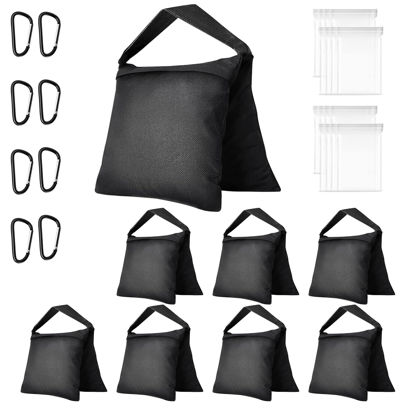 Picture of EMART Sandbags 8 Packs, Weight Bag Heavy Duty Saddlebags Sand Bag for Photography, Backdrop Stand, Light Stand, Tripod, Photo Video Studio, Canopy, Patio, Tent - Black