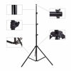 Picture of HYJ-INC Photo Background Support System with 8.5 x 10ft Backdrop Stand Kit, 100% White Cotton Muslin Backdrop,Clamp, Carry Bag for Photography Video Studio