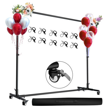 Picture of LOMTAP Backdrop Stand for Parties with Wheels - 10x7.2 ft Adjustable Heavy-Duty Banner Frame, Portable Photography Background Support for Party Decor, Photo Studio Sessions, and Seamless Photoshoot Setup, Wedding