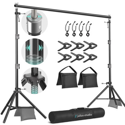 Picture of Julius Studio [Enhanced Heavy Duty] 10.1 x 8 ft. (W x H) Adjustable Backdrop Stand Background Support, Strong Frame No Shaking, Shock-Proof Spring, Heavy Joints, Anti-Slip Rubber Shoes, JSAG283