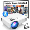 Picture of PANSEBA Projector with Two-way Bluetooth, Mini Projector with Projector Screen, Full HD 1080P Portable Video Projector, Home Movie Projector Compatible with HDMI/USB/Smartphone