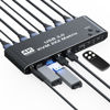 Picture of 4K HDMI KVM Switch 2 Monitors 2 Computers 1080P@120hz Dual Monitor Share with 4 USB 3.0 Devices，USB Keyboard Mouse Hotkey Switching and 2 USB Typec Cables Included, Printer Splitter for 2 Computers