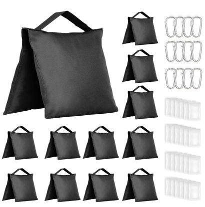 Picture of Evekea 12 Pack Sandbags Weight Bags for Photo Studio Photography Video Equipment, Empty Sandbag Set for Backdrop Stand, Photo Tripod, Canopy, Umbrella Base, Picnic Table, Tent, Fishing Chair