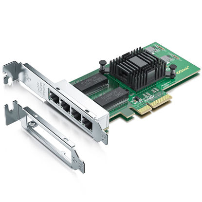 Picture of Gigabit 4 Port NIC with Intel I350 Chip, 1Gb Network Card Compare to Intel I350-T4 NIC, Quad RJ45 Ports, PCI Express 2.1 X4, Ethernet Card with Low Profile for Windows/Windows Server/Linux/Esxi