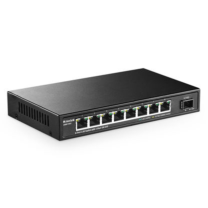 Picture of MokerLink 8 Port 2.5G Ethernet Switch with 10G SFP+, 8x2.5G RJ45 Ports Compatible with 100/1000Mbps, Metal Unmanaged Fanless Desktop|Wallmount Network Switch