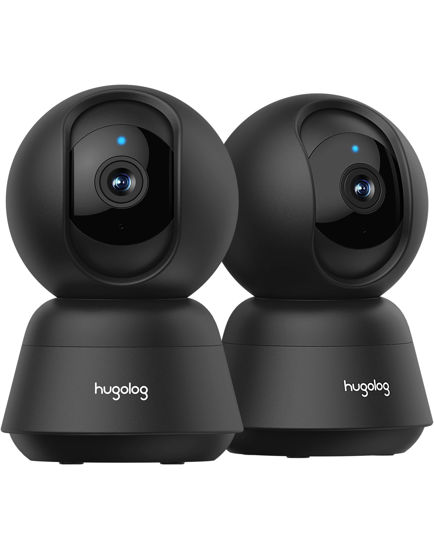 Picture of Hugolog 3K 5MP Indoor Pan/Tilt Security Camera with Auto-Focus(2pcs),Ideal for Baby Monitor/Pet Camera/Home Security,Starlight Color Night Vision,Human/Pet AI,Noise Reduction,US Cloud,Works with Alexa