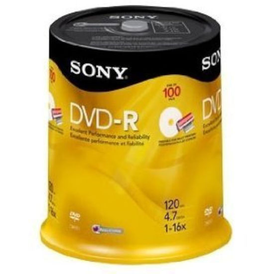 Picture of Sony 16x 4.7GB Inkjet Printable Blank DVD-R (100-Pack Spindle)