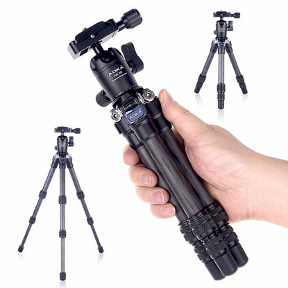 Picture of AOKA 15.7in/0.97lb Lightweight Compact Carbon Fiber Tripod with 360° Ballhead Travel Mini Tripod for Mobile Phone and Compact Mirrorless Cameras