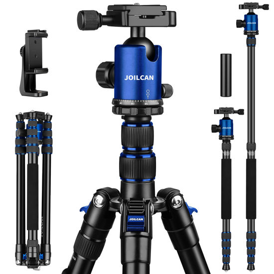 Picture of 80/85 inches Heavy Duty Tripod for Camera and Phone, 85" Camera Monopod Tripod, DSLR Binoculars Spotting Scope Camcorders Video Tripod Stand, 360 Degree Ball Head, 35 lbs Loads