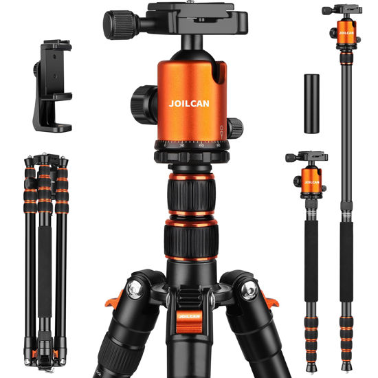 Picture of 80/85 inches Heavy Duty Tripod for Camera and Phone, 85" Camera Monopod Tripod, DSLR Binoculars Spotting Scope Camcorders Video Tripod Stand, 360 Degree Ball Head, 35 lbs Loads