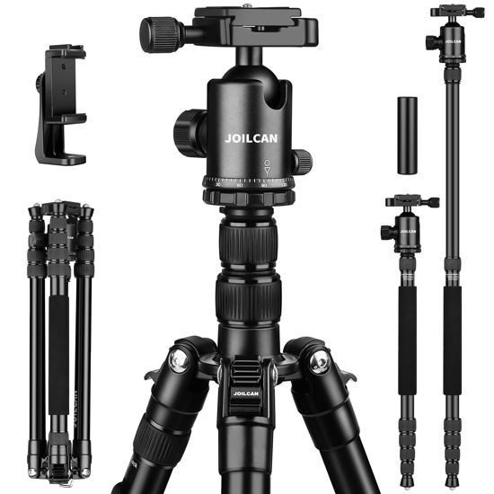 Picture of 80/85 inches Heavy Duty Tripod for Camera and Phone, 85" Camera Monopod Tripod, DSLR Binoculars Spotting Scope Camcorders Video Tripod Stand, 360 Degree Ball Head, 35 lbs Loads