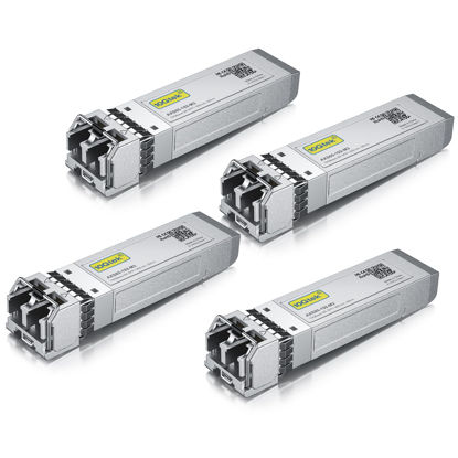 Picture of 10Gtek 10GBase-SR SFP+ LC Transceiver, 10G 850nm Multimode SFP Module, up to 300 Meters, for Cisco SFP-10G-SR, Meraki MA-SFP-10GB-SR, Ubiquiti UniFi UF-MM-10G, Fortinet, Mikrotik and More, Pack of 4