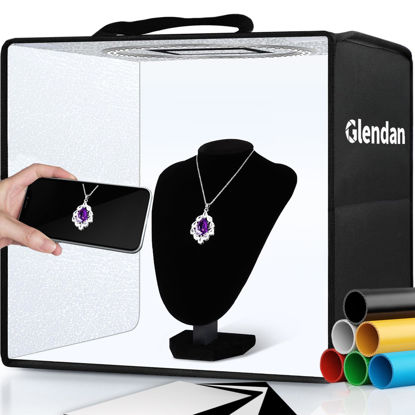 Picture of Glendan Portable Photo Studio Light Box,12"x12" Professional Dimmable Shooting Tent Kit with 112 LED Lights & 6 Backdrops for Jewelry and Small Items Product Photography