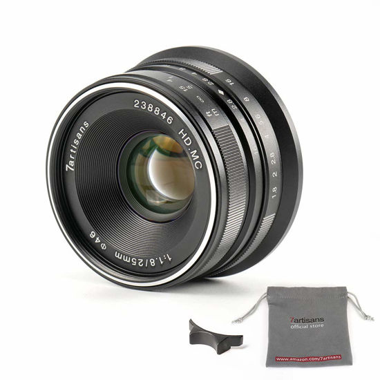 Picture of 7artisans 25mm F1.8 APS-C Manual Fixed Lens for Fuji Cameras X-A1 X-A10 X-A2,X-A3 X-at X-M1 XM2 X-T1 X-T10 X-T2 X-T20 X-Pro1 X-Pro2 X-E1 X-E2 X-E2s (Black)