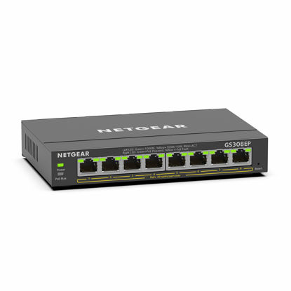 Picture of NETGEAR 8 Port PoE Gigabit Ethernet Plus Switch (GS308EP) - with 8 x PoE+ @ 62W, Desktop or Wall Mount