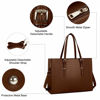 Picture of Laptop Bag for Women 15.6 inch Laptop Tote Bag Leather Classy Computer Briefcase for Work Waterproof Handbag Professional Shoulder Bag Women Business Office Bag Large Capacity Coffee