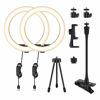 Picture of Smatree 10" LED Selfie Ring Light with Flex Clamp Mount & Tripod Stand & Phone Holder,Dimmable Desktop Dual Ring Light Double lamp Set with 3 Light Modes for Live Streaming/Makeup/TikTok/YouTube/Vlog