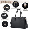 Picture of IGOLUMON Laptop Bag for Women 15.6 Inch Laptop Tote Bag Waterproof Leather Work Bag Computer Briefcase Bag Office Professional Large Capacity Handbag Shoulder Bag Black