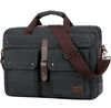 Picture of Stylish 17 inch Canvas Laptop Bag Messenger Bag Briefcase Vintage Crossbody Shoulder Bag Military Satchel for Men BC-07 (Light Black)