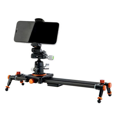 Picture of Fotopro Carbon Fiber Rail Rods for Smartphone, Video Camera Slider with 360 Degree Ball Head Phone Holder Loading up to 3.3 lbs 1.5Kgs