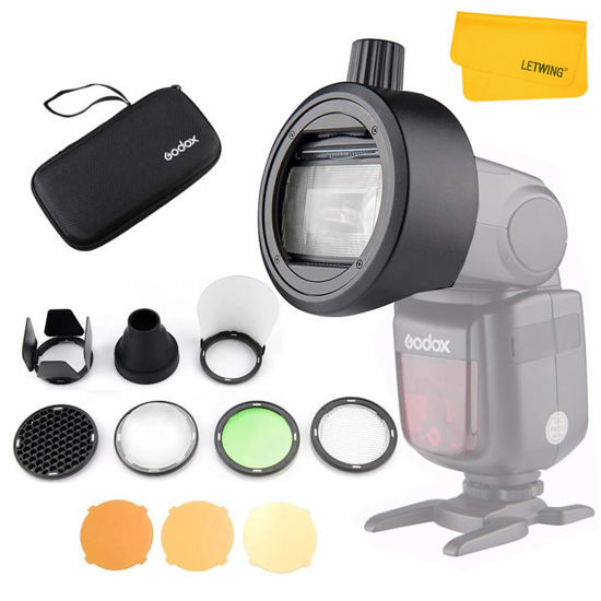 Picture of Godox AK-R1 Round Head Accessories with Godox S-R1 Flash Head Adapter for Godox V860II V860III V850III V850II TT685 TT685II TT600 TT560II TT520II, YONGNUO Speedlite, Canon Nikon Sony Speedlight