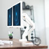 Picture of VIVO Dual Monitor up to 32 inches and 19.8 lbs per Screen, Mechanical Arm Desk Mount, Articulating Counterbalance, VESA Stand, Classic, White STAND-V002OW