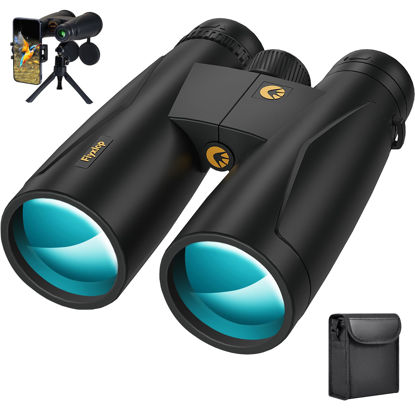 Picture of Fiyxlop 12x50 HD Binoculars for Adults High Powered, Waterproof Binoculars with Phone Adapter, Brighter Clearer Binoculars for Bird Watching, Shooting, Camping, Hunting, Travel, Cruise Ship