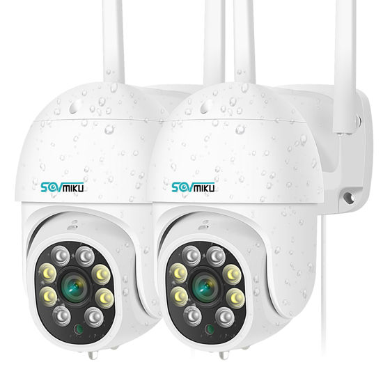 Picture of SOVMIKU 4MP WiFi Security Camera Outdoor, 【Plug-in Cable】 Human Detection Pan Tilt Camera, Auto Tracking, Only 2.4G WiFi, Color Night Vision, Light Alarm, PC&Mobile Remote View, Two-Way Audio