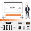 Picture of Projector Screen and Stand, Towond 100 inch Portable Movie Screen Indoor Outdoor 16:9 4K HD Front Rear Projection Screen with Carry Bag Wrinkle-Free and Foldable Design for Backyard Movie Night