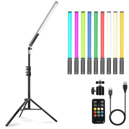 Picture of Hagibis RGB LED Video Light Wand Stick with Tripod Photography Studio Lighting Kit with Adjustable Light Stand&Remote Control 10 Color Modes,3200K-5600K