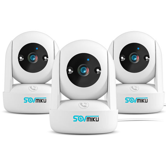 Picture of Sovmiku 3CB2 2k AI Tracking Security Camera for Home,Pet Camera Indoor, Baby Monitor,360° View Pan/Tilt Surveillance Camera, Two Way Audio,Night Vision,Easy to Setup,Audible Alarm,2.4GHz Wi-Fi,SD Slot