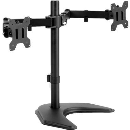 Picture of VIVO STAND-V002F Dual LED LCD Monitor Free-Standing Desk Stand for 2 Screens up to 27 Inch Heavy-Duty Fully Adjustable Arms with Max VESA 100x100mm