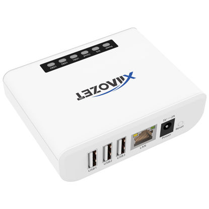 Picture of Xiiaozet Wireless Print Server Supports up to 3 USB Devices over Local Network, Share Printer or Scanner with USB2.0 Easy Setup, with Wired or Wifi Networking for Home Office, Small Business LK300EW