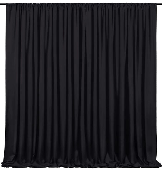 Picture of Black Backdrop Curtains 2 Panels 5ft x 10ft Polyester Photo Backdrop Drapes for Wedding Party Stage Birthday Decorations