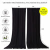 Picture of Black Backdrop Curtains 2 Panels 5ft x 10ft Polyester Photo Backdrop Drapes for Wedding Party Stage Birthday Decorations