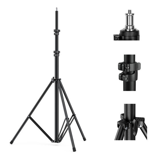 Picture of SMALLRIG Photography Light Stand 110"/9.2ft/280cm, Air-Cushioned Aluminum Photo Video Tripod Stand with 1/4" Screw for Softbox, Studio Light, Reflector and Ring Light, Max Load 8kg, RA-S280-3736