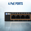 Picture of BV-Tech 6 Port PoE+ Switch 4 PoE+ Gigabit Ports with 2 Gigabit Uplink - 60W - 802.3at + 1 High PowerPort | Desktop Fanless Design | Sturdy Metal Housing