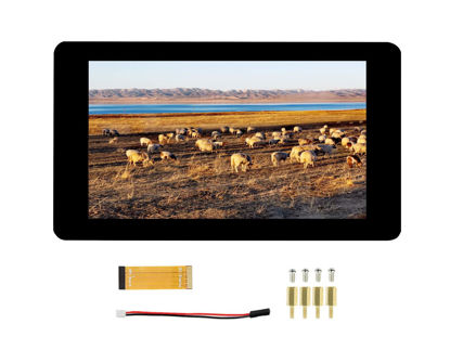 Picture of Waveshare 7 Inch DSI LCD Touch Screen 800×480 Monitor for Raspberry Pi 4B/3B+/3A+/3B/2B/B+/A+, Capacitive TFT Display Module Tempered Glass, Up to 5 Touch Points, Adjustable Brightness