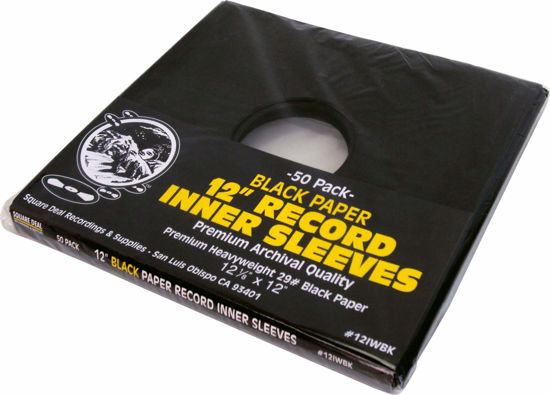 Picture of (50) Black Paper Super Heavyweight 12" Record Inner Sleeves with Center Hole - 12IWBK