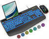 Picture of Wired Keyboard and Mouse, Large Print Backlit Keyboard with Wrist Rest and 7-Color Backlit, Lighted Computer Keyboards Easy to See, Light Up USB Keyboard Mouse Combo for PC, Windows, Laptop SABLUTE