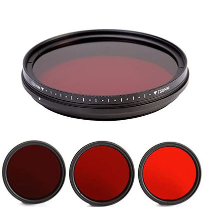 Picture of Adjustable IR Infrared Infra-Red X-Ray Lens Filter 530/590/630/680/720/750 nm for 46 49 52 55 58 62 67 72 77 82 mm DSLR Camera (Caliber : 82mm)